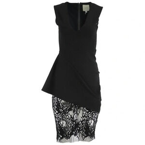 MASON BY MICHELLE MASON Racer Dress With Lace Skirt Large